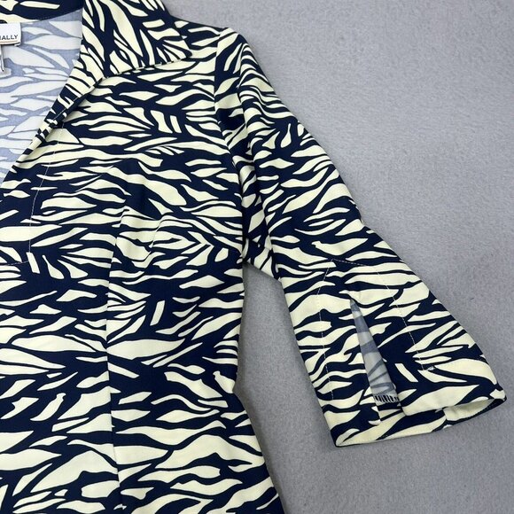 Jude Connally Dress Womens M Blue Cream Jude Cloth 3/4 Sleeve Stretch - Picture 4 of 9